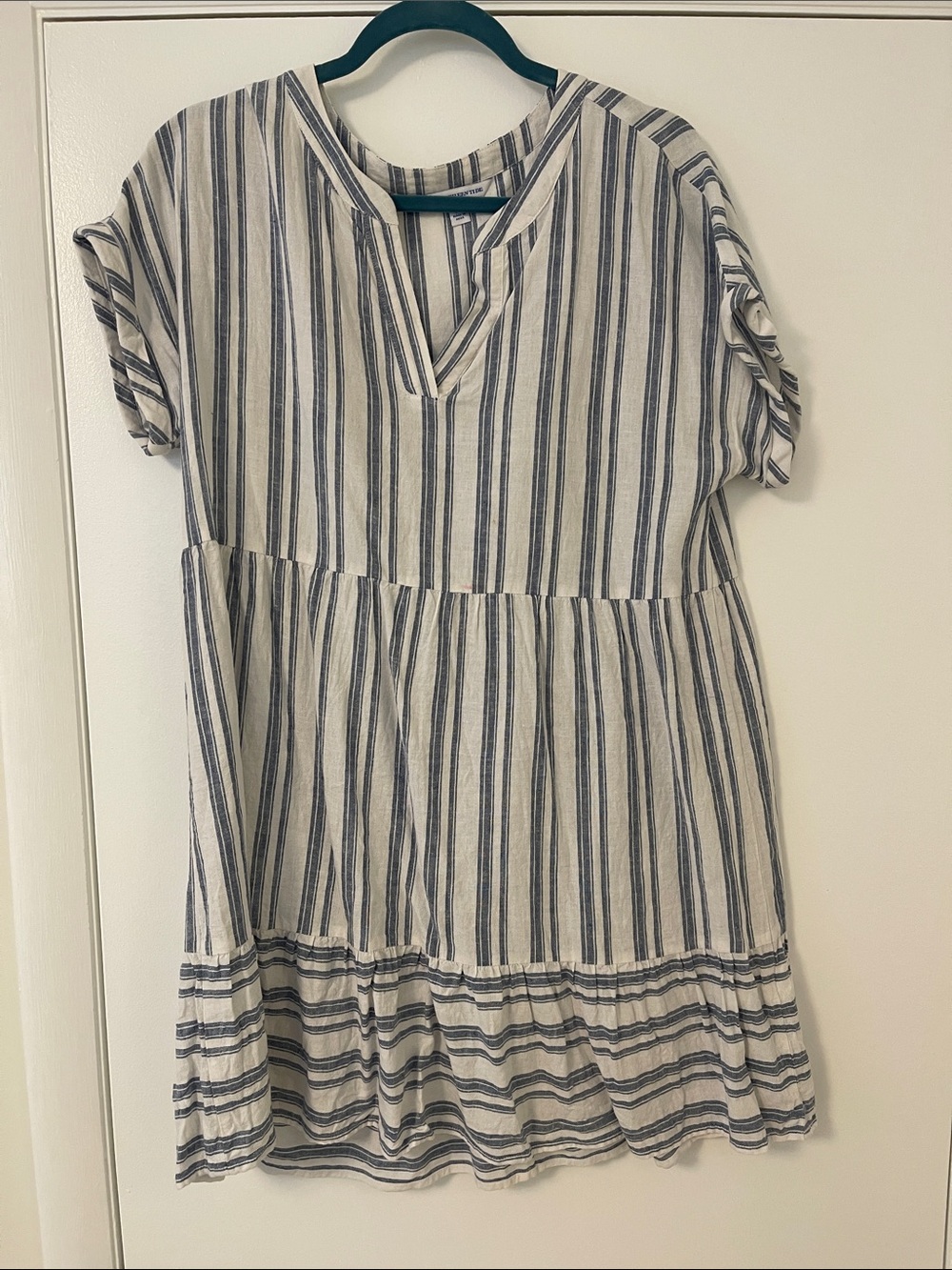 Southern Tide Blue and White Striped Tiered Casual Dress
